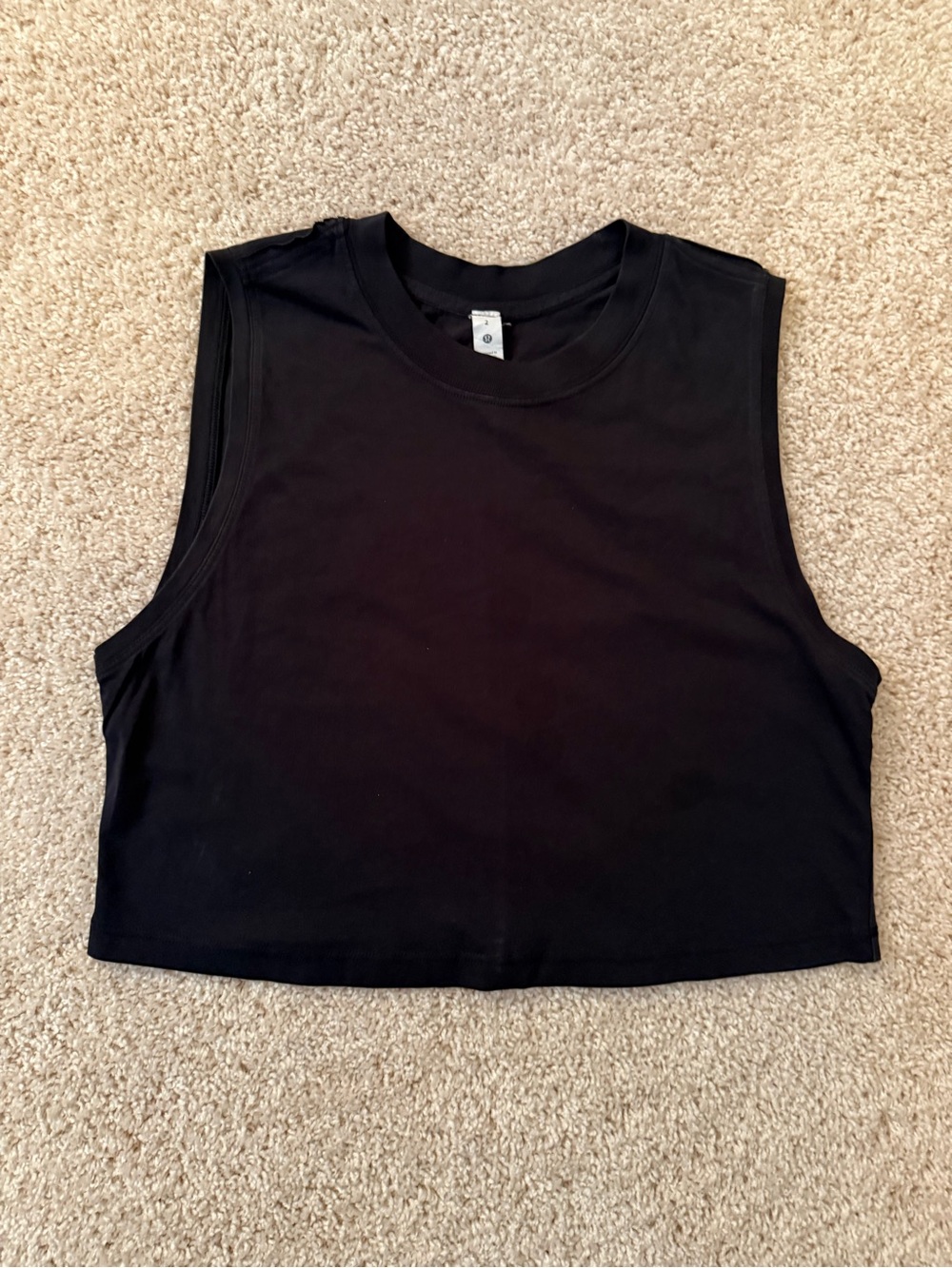 Lululemon All Yours Cotton Black Sleeveless Crop Tank Top